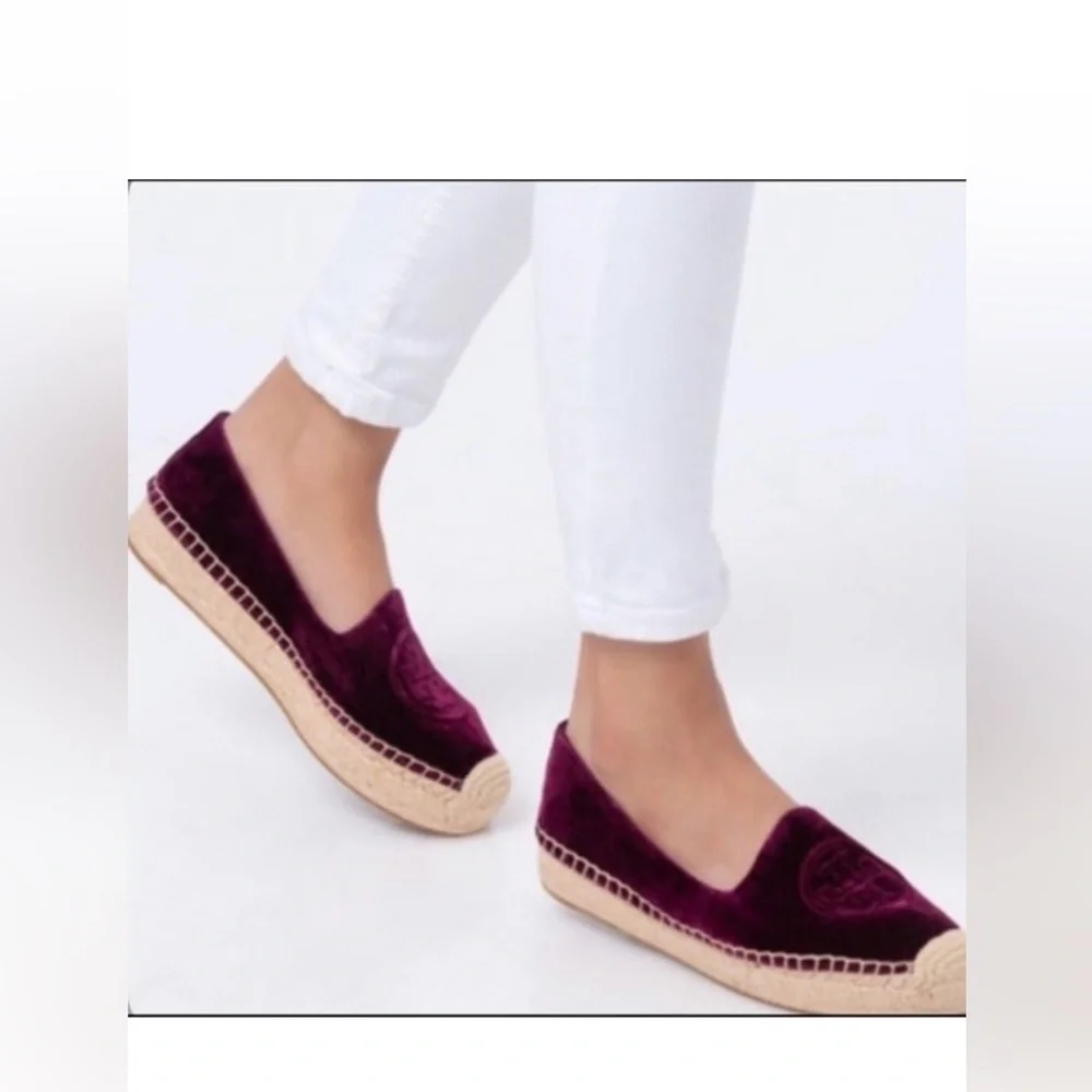 Tory Burch Velvet Espadrille Slip-Ons in Plum